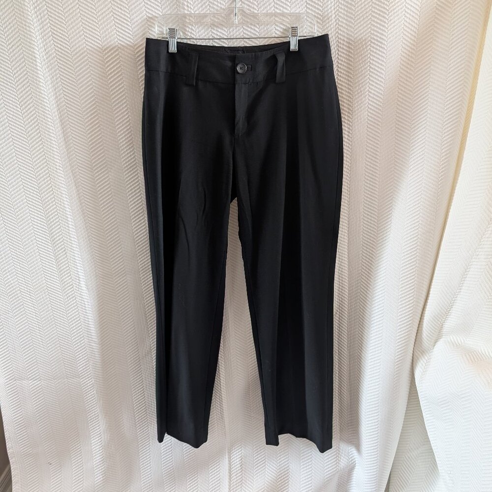 Banana Republic Stretch Black Wool Trousers Straight Leg Size 10 Office Classic
